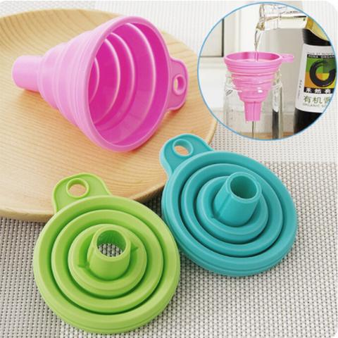 Silicone Foldable Funnel Mini Portable Funnels Hopper Cooking Gadgets Tool