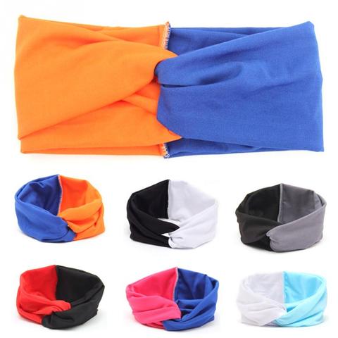 Women Hit Color Style Headband Elastic Twist Hairband Turban Yoga Running Sports Headband
